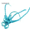 21 Colors Elegant Women Feather Headband Headpiece Sinamay Wedding Fascinator on Hair Combs Hair Accessories Races Church Headwear 5637447