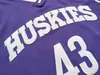 Баскетбольные майки Кенни Тайлер #43 Huskies The Sixth Man Movie Basketball Jersey 6 -й Marlon Wayans Ayans Ayans Purple рубашка сшита