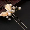 Cabelo de casamento artesanal Pins nupcial acessórios Pearl Gold Leaf Folha de cristal clipes pente