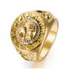 Gouden kleuren klassieke heren stijl punk hip hop ring cool leeuwenkop band gouden ring sieraden