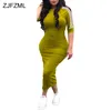 ZJFZML Abito aderente streetwear a righe laterali bianche 2018 Abito estivo da donna mezza manica plus size Abito lungo sexy a vita alta D1891304