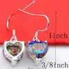 Luckyshine 5 Pair Holiday Gift 925 Silver Carring Rainbow Mystic Topaz Heart Orainring