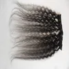 Naturel Cheveux noirs Itailian Corase Yaki Human Hair Clip en extensions 8 pcs grade 7A péruvien vierge cheveux kinky droite 120g