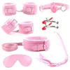 Bondage 7pcs förspelningsrätta faux läder krage piska handleden ankel manschetter blindfold gag # g94