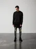Erkek Slim Fit Yırtık Skinny Jeans Moda Tasarımcısı Sıkıntılı Denim Siyah Joggers Diz Delikleri Yıkanmış Yırtık Kot Streç Biker Pantolon