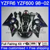 Lichaam voor Yamaha Donkerblauwe Vlammen YZF R6 98 YZF600 YZFR6 98 99 00 01 02 230HM.14 YZF 600 YZF-R600 YZF-R6 1998 1999 2000 2001 2002 Valerijen