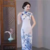 Новый китайский Cheongsam 2020 Мягкая дышащая Высокая шея Традиционная QiPao оболочка Sexy Раздельное вечерние платья для женщин