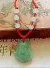 Jade imitation bouddha pendentif verre blanc Guanyin chaîne rouge collier amoureux bijoux336r