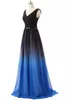 2021 Sexy Ombre Long Prom Dresses Chiffon A Line Plus Size Floor-Length Formal Evening Party Bridesmaid Gown QC1228