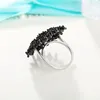 Umbo Natural Gemstone Bague spinelle noire Solide 925 Sterling Sterling Argent Femme Bagues pour femmes Round Fine Bijoux Cadeau D1892601