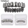 TOPGRILLZ Hip Hop Grills Set Gold Finish Eight 8 Top Teeth & 8 Bottom Tooth Plain Clown Halloween Party Jewelry