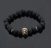 Pulsera de cabeza de león de piedra volcánica pulseras de cuentas de meditación de Buda de moda para hombres joyería de declaración oración envío gratis