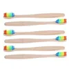 Spazzolino morbido colorato in bambù naturale Detergente per lingua personalizzato Denti per protesi Spazzolini da denti in bambù Kit da viaggio al carbone Spazzolino da denti