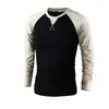 Футболка с рукавом реглан, мужская футболка Homme Trend, черно-белые мужские футболки, повседневная футболка с длинным рукавом и круглым вырезом, приталенная футболка266e