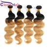 Wątwa norka Brazylijska malezyjska dziewicza blond pakiety Ombre 1B 27 Body Wave Waves Ciemne korzenie miód blond ludzkie przedłużenia włosów ludzkie 3pc