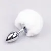 Anale speelgoed Fluffy Bur Bunny Rabbit Tail Stainless Steel Plug Cosplay Animal Pet Tails #R78