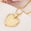 Heart Cross Schmuck setzt klassische Halsketten Ohrringe Set 14 K gelb massiv Gold GF Afrika Hochzeit Braut Laune2698