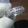 2017 新しい女性ファッションフルラウンドダイヤモンドジルコン 925 スターリングシルバー婚約結婚指輪女性ジュエリーサイズ 5-10