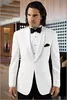 2018 Custom Made White Men Wedding Suit Fashion One Button Smoking dello sposo Smoking su misura per uomo Best Man Suit (Jacket + Pants + Bow)