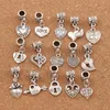 Antiqued Silver Assorted Heart Dangles Legering Losse Kralen Fit Europese Charme Armband Sieraden DIY Metal BM6 150PCS / Part