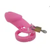 Dispositivi di castità in silicone rosa Gabbia di castità maschile con serratura 2 misure disponibili Castità per adulti Prodotto per uomo