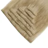 7 Stück/Packung Clip-Ins Haar 10"-24" Bleichblondes brasilianisches Remy-Glatthaar 100 % Clip-in-Echthaarverlängerungen