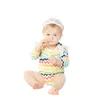Babykleidung 2018 Neueste Ostern Kleidung Mädchen Overalls Streifen Gedruckt Langarm Strampler + Krone Haarband 2 Stücke Baby Mädchen Kleidung