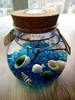 Aquário LED Marimo Kit - Frasco De Vidro Globo com 2 Aquático Moss Ball Azul Seixos De Vidro Fã Filial De Coral E Conchas Mesa De Escritório Mesa De Decoração