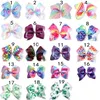 20pcs 5" Mermaid Starry Sky Rainbow Angel hair bows clips with CZ center glitter Metallic Clover hair bands Accessories HD3521