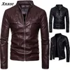 Brand New Mens Faux Skórzane Kurtki Wysokiej Jakości Pu Leather Black Brown 5xl Wiosna Jesień Mężczyźni Dżaket i Coat Xnxee