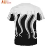 Alisister bläckfiskben Rolig t-shirt 3D-tryck Män Kvinnor Sommar T-shirts Kortärmad Casual Brand Clothing Plus Size Tee Tops