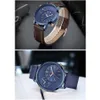 Minifocus Mens Top Brand Busines Quartzwatch повседневный двойной часовой пояс Man подлинный кожа