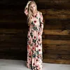 Women Sexy Long Sleeve Summer Fashion Style Long Party Dress Leisure Female Floral Print Dress Ladies Maxi Dress