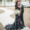 Mode noir gothique sirène robes de mariée dentelle sur mesure mariée robes de mariée balayage Train robe de mariage
