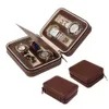 Watch Box Square 4-Slots Watch Organizer Portable Lightweight Synthetic Leather Storage Boxes Case Holder298z