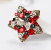 Vintage Rhinestone Altın Gümüş Kaplama Noel Broş Basit Yıldız Ay Broş Pins Noel Hediyeleri Parti Süs Moda Takı