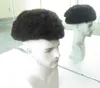 Peruca afro encaracolada completa para homens, peruca de cabelo humano encaracolado, sistemas de substituição, peruca de renda suíça para homens negros 6279708