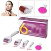 6 in 1 Derma Roller lega di titanio dell'ago Microneedle Roller DRS Dermaroller Kit rullo 12/300/720/1200 aghi Derma