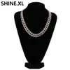 Mäns 18mm Solid Heavy Iced Out Zircon Miami Cuban Link Necklace Choker Bling Bling Hip Hop Smycken Gold Silver Chain 18 "22"