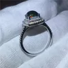 Partihandel handgjorda älskare 925 sterling silver ring färgglada ammolit opal cz party bröllop band ringar för kvinnor festival smycken