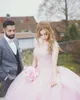 Vestidos Quinceanera 15 ANOS 2018 Ball Pown TwineAnera Платья розовые бусы Кружева Applique Cap Рукава Мягужные Тюль выпускные платья Вечерние платья