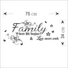 Familie waar het leven begint, liefde eindigt nooit familie citaten muurstickers muurdecoratie PVC sticker citaat zwart7827312