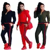 2018 outono womens plus size casual moda manga comprida de duas peças Jogger conjunto senhoras tracksuit suit suits