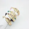 Mode Vergulde Blad Armbanden Natuursteen Roze Crystal Turquoise Bead Armband voor Vrouwen Merk Sieraden
