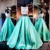 Sex women Black Turquoise Two Pieces 2019 Prom Dresses Lace Formal Girls Pageant Gowns Beading Vintage Cheap Party Dresses