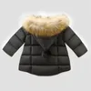 girls winter jackets children fur hooded down parkas coat kids girl thick warm outwear snowsuit clothing Child Christmas Clothes1478509