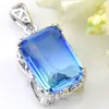 HUGO Rainbow 7PCS/Lot Holiday Jewelry Gift Square Vintage BI-COLORED Tourmaline Mystic Gems 925 Silver Pendant Necklace