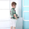 Enfant garçon vert fleur chemise déchiré short blanc vêtements tenue 2 pièces ensemble tenues été enfants bébé garçons vêtements décontractés enfant en bas âge