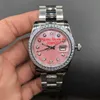 Lady Watch Diamond Bezel Pink Dial President Women Stainless Watches Womens Ladies Automatic Mechanical Wristwatch Sapphire Glass 36mm