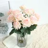 15Pcs Real Touch Moisturing Rose Flower Branch Latex Simulation Peony Artificial Wreath Bouquet Home Wedding Party Decor Flore